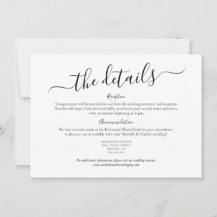 Elegante minimalistische einfache Hochzeitsdetails Einladung