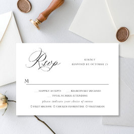Elegante Minimalistische Einfache Kalligrafie Schw RSVP Karte