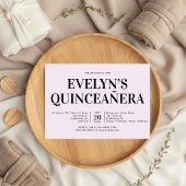 Elegante Minimalistische Einfache Quinceanera Pupl Einladung
