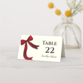 Elegante Minimalistische Einfache Rote Schleife Platzkarte