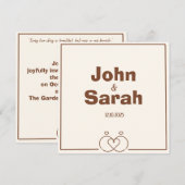 Elegante Minimalistische Einladung zur Hochzeit (Vorne/Hinten)