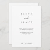 Elegante Minimalistische Einladung zur Hochzeit in (Vorne/Hinten)