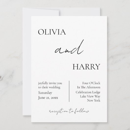 Elegante Minimalistische Einladung zur Hochzeit Sc (Vorderseite)