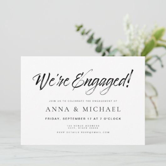 Elegante Minimalistische Einsatzpartei Einladung (Stehend Vorderseite)