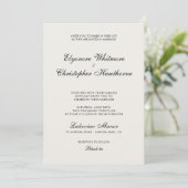 Elegante minimalistische Elfenbein-Kalligrafie-Hoc Einladung (Stehend Vorderseite)