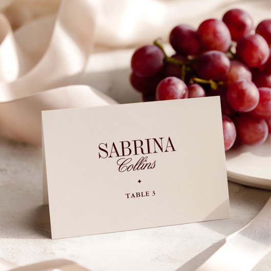 Elegante Minimalistische Elfenbeinhochzeit-Platzka Tischnummer