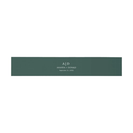 Elegante Minimalistische Emerald Green Monogram We Einladungsbanderole (Flach)