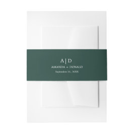 Elegante Minimalistische Emerald Green Monogram We Einladungsbanderole