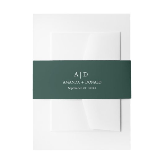 Elegante Minimalistische Emerald Green Monogram We Einladungsbanderole (Vorderseite Beispiel)