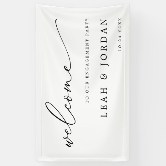 Elegante Minimalistische Engagement-Party Willkomm Banner (Vertikal)