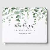 Elegante Minimalistische Eukalyptus-Hochzeit Gästebuch (Vorderseite)