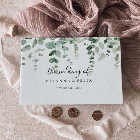 Elegante Minimalistische Eukalyptus-Hochzeit Gästebuch