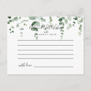 Elegante Minimalistische Eukalyptus Wedding Advice Postkarte