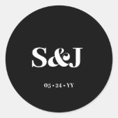 Elegante Minimalistische, fette Schwarze Hochzeit Runder Aufkleber (Vorderseite)
