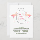 Elegante Minimalistische Flamingo Kinderdusche Einladung (Vorderseite)