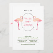 Elegante Minimalistische Flamingo Kinderdusche Einladung (Vorne/Hinten)