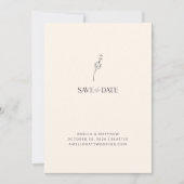Elegante Minimalistische Flora Zeichnend Elfenbein Save The Date (Vorderseite)