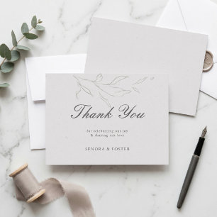 Elegante Minimalistische Florale Hochzeit Dankeskarte