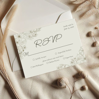 Elegante Minimalistische Florale Hochzeits-RSVP-Ka RSVP Karte