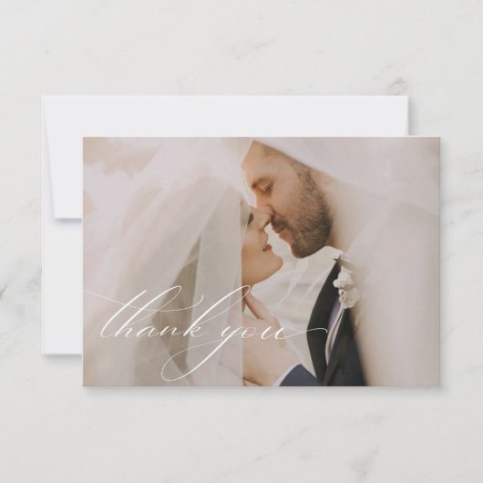 Elegante Minimalistische, florale Zeichnend Hochze Dankeskarte (Vorderseite)