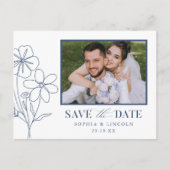 Elegante Minimalistische, florale Zeichnend Hochze Einladungspostkarte (Vorderseite)