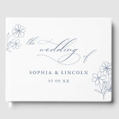 Elegante Minimalistische, florale Zeichnend Hochze Gästebuch (Vorderseite)