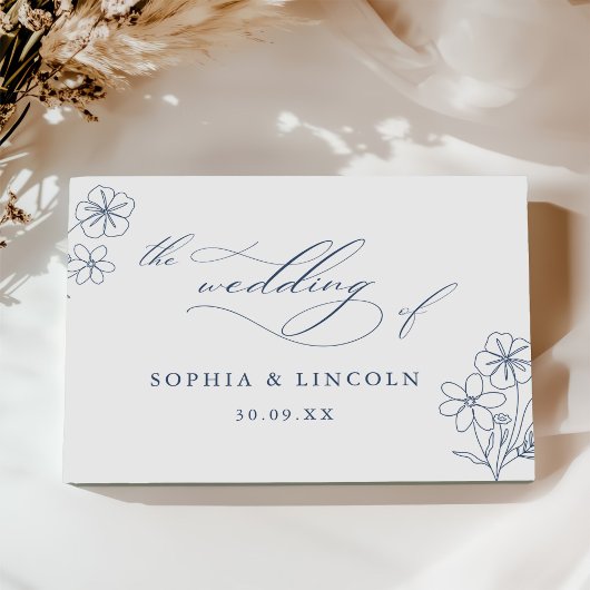 Elegante Minimalistische, florale Zeichnend Hochze Gästebuch