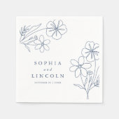 Elegante Minimalistische, florale Zeichnend Hochze Serviette (Vorderseite)