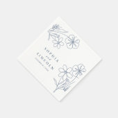 Elegante Minimalistische, florale Zeichnend Hochze Serviette (Ecke)