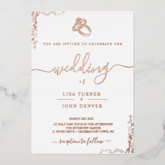 Elegante, Minimalistische Foil Wedding Einladung