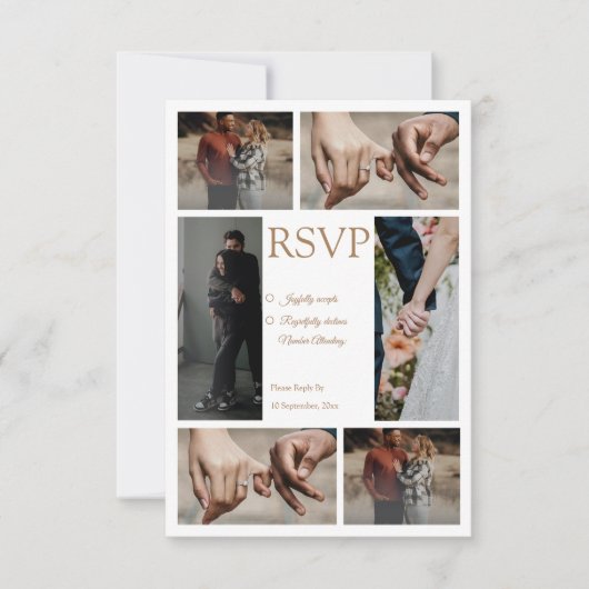 Elegante minimalistische Foto Collage Wedding rsvp Karte (Vorderseite)