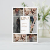 Elegante minimalistische Foto Collage Wedding rsvp Karte (Stehend Vorderseite)