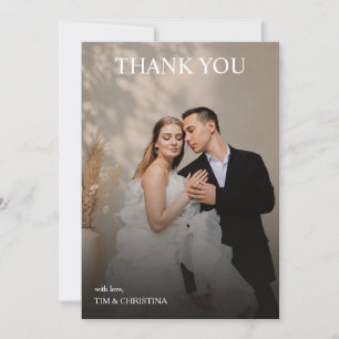 Elegante minimalistische Foto-Hochzeit Dankeskarte