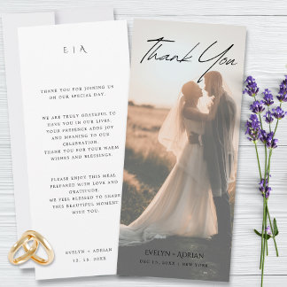 Elegante minimalistische Foto-Hochzeit-Dankeskarte