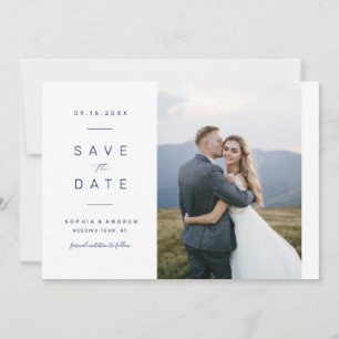 Elegante minimalistische Foto-Hochzeit-Heiratsurku Save The Date