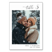 Elegante minimalistische Foto Hochzeit Tischnummer (Vorderseite)