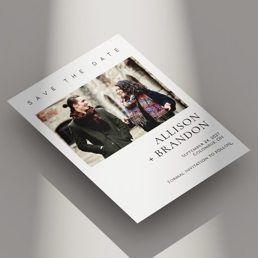 Elegante Minimalistische Foto Save the Date Karte