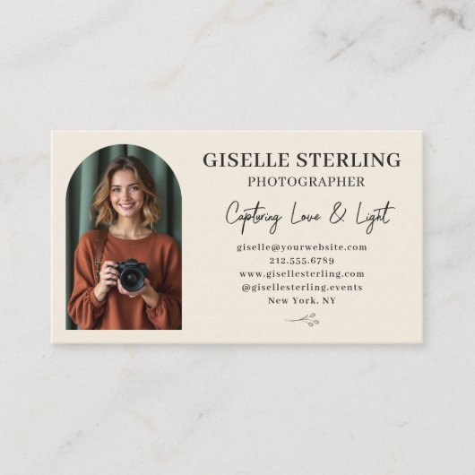 Elegante Minimalistische Fotografie Visitenkarte (Vorderseite)