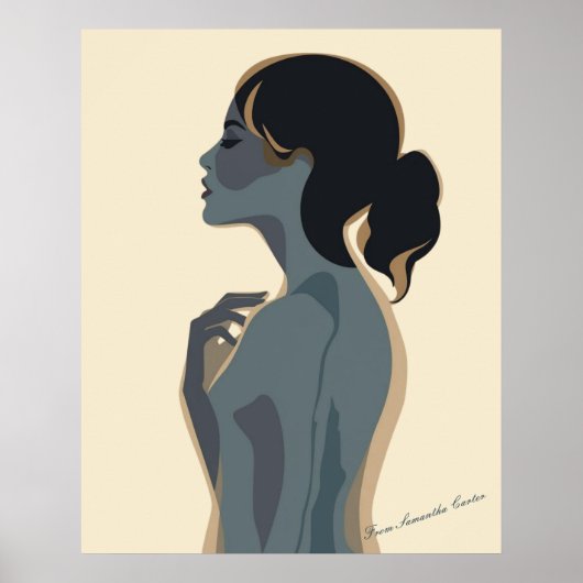 Elegante Minimalistische Frauen Kunst, Dichtung un Poster (Vorne)