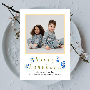 Elegante Minimalistische Frohes Chanukka Familien Feiertagskarte