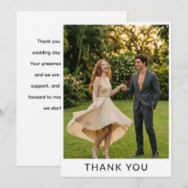 Elegante Minimalistische Garten-Foto-Hochzeit Dankeskarte