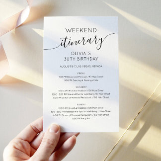 Elegante minimalistische Geburtstags-Itinerary-Ein