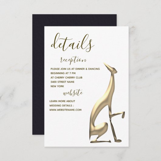 Elegante Minimalistische Gold Hund-Hochzeitskarte Einladung (Vorne/Hinten)