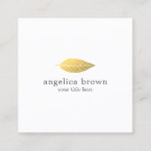 Elegante Minimalistische Gold Leaf Business Card Quadratische Visitenkarte (Vorderseite)