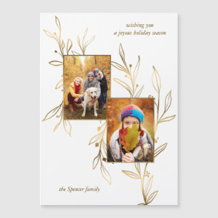 Elegante Minimalistische Gold Line Gezeichnet Blät Magnetkarte