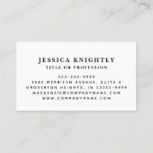 Elegante Minimalistische Gold Monogram Script Init Visitenkarte (Rückseite)