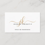 Elegante Minimalistische Gold Monogram Script Init Visitenkarte (Vorderseite)