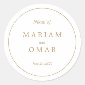 Elegante Minimalistische Goldbrasse Islamische Hoc Runder Aufkleber (Vorderseite)