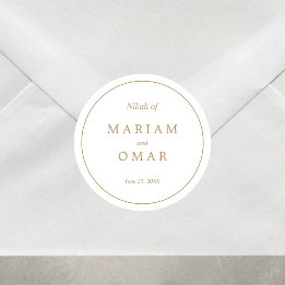 Elegante Minimalistische Goldbrasse Islamische Hoc Runder Aufkleber