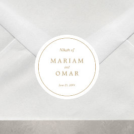 Elegante Minimalistische Goldbrasse Islamische Hoc Runder Aufkleber